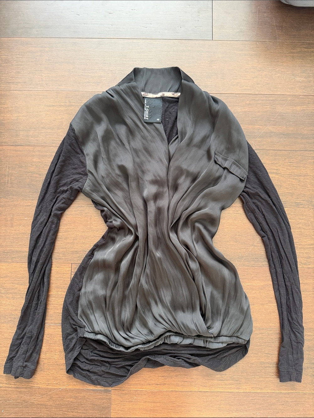 Dolan Black Draped Long Sleeve Women's Top